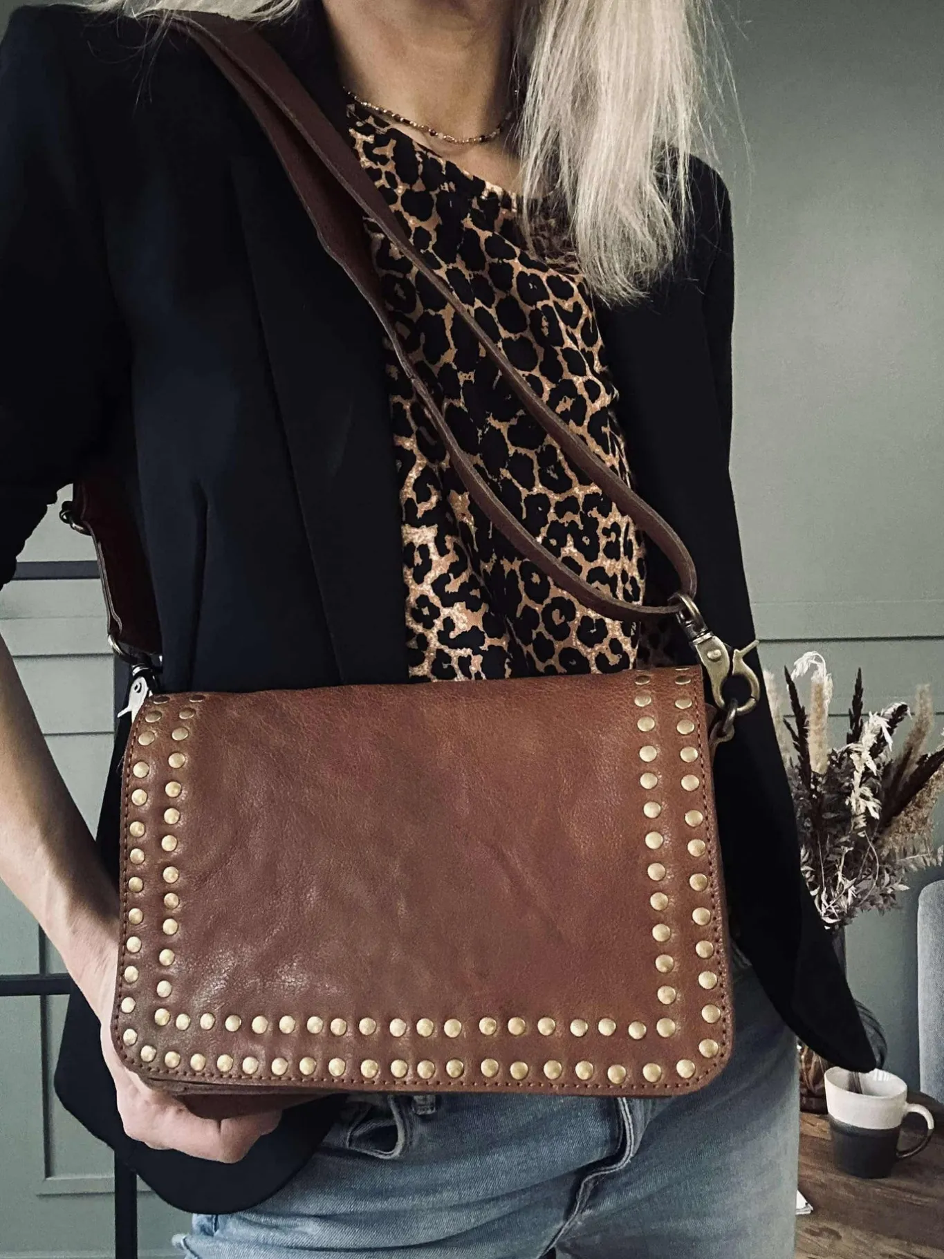 VIAMAJA Cross Body|Skuldertasker<Crossover Raw Vintage cognac