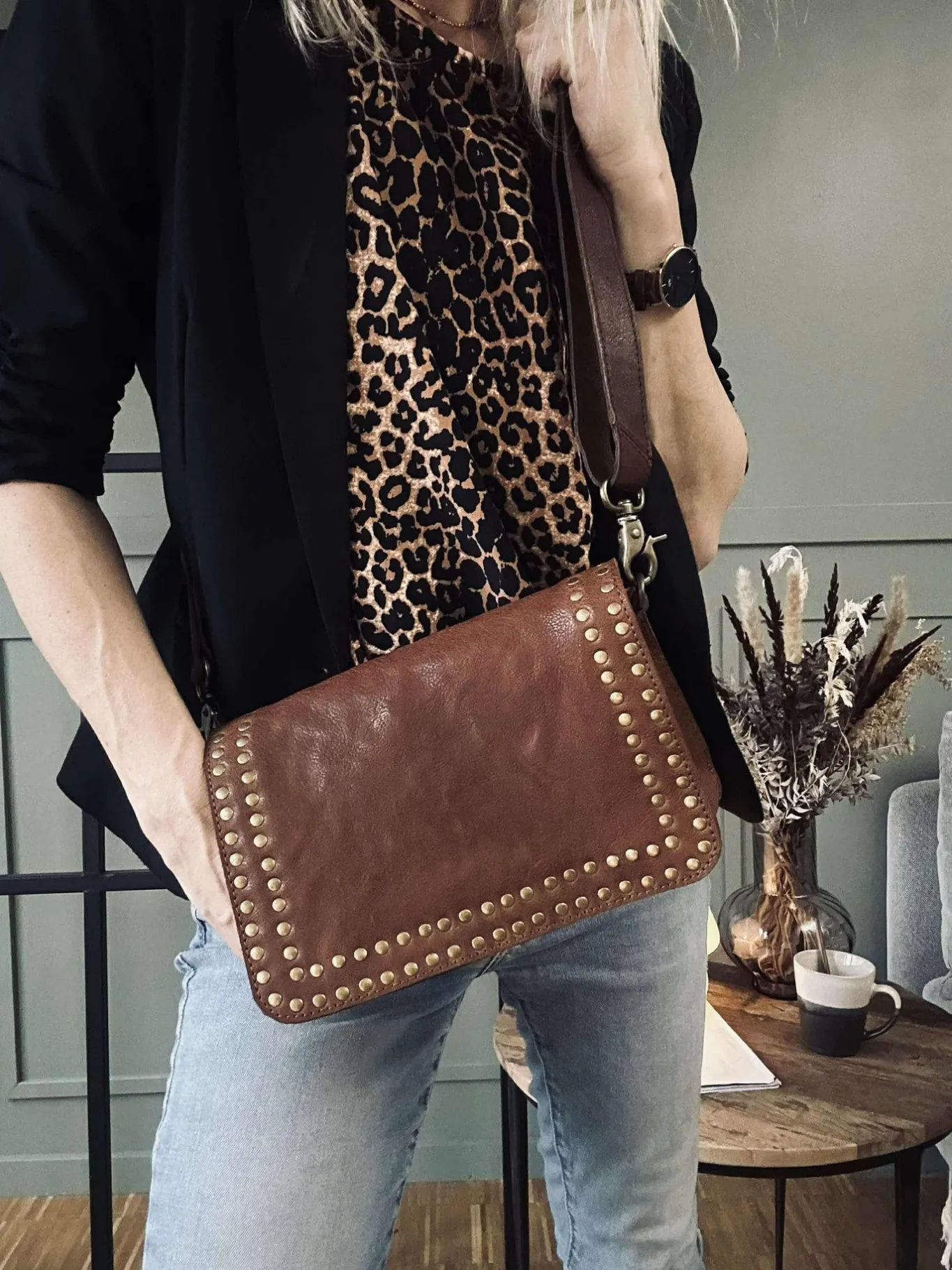 VIAMAJA Cross Body|Skuldertasker<Crossover Raw Vintage cognac