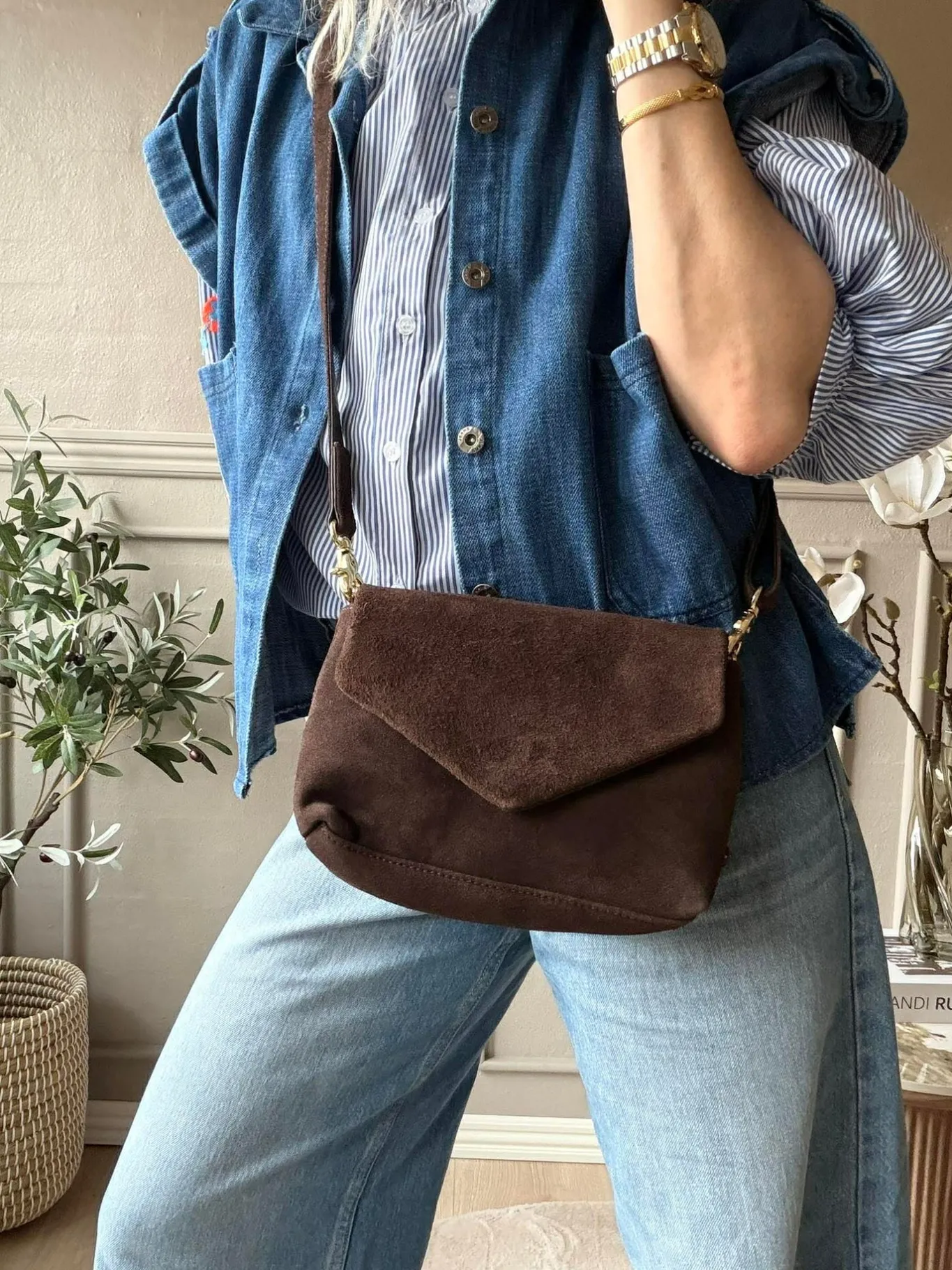 VIAMAJA Cross Body|Skuldertasker<Crossover ruskind - Chocolate