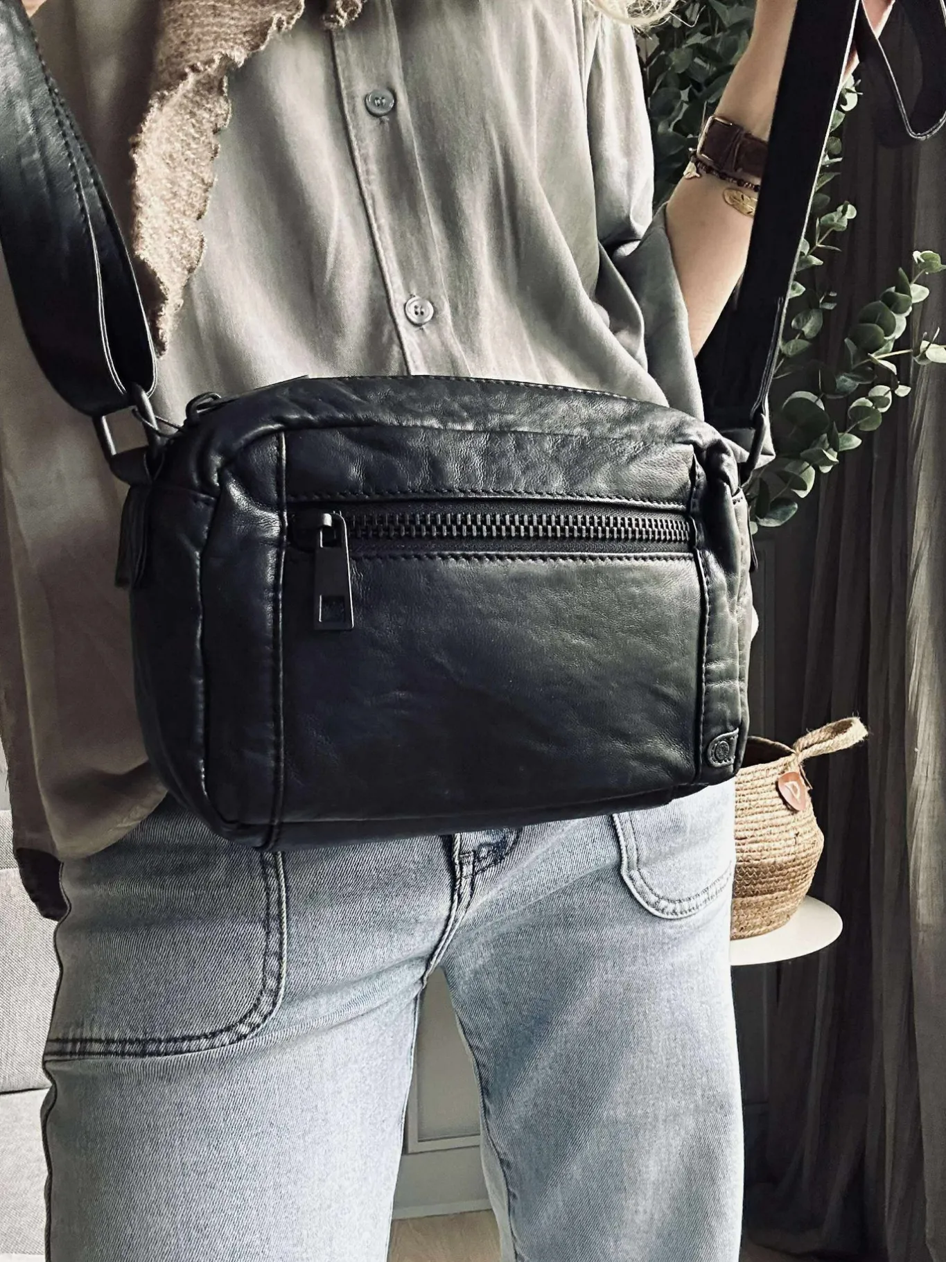 VIAMAJA Cross Body|Læder Tasker<Crossover Unisex - Black / black