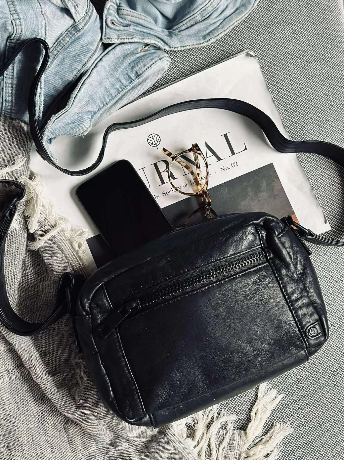 VIAMAJA Cross Body|Læder Tasker<Crossover Unisex - Black / black