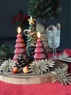 VIAMAJA Duge Og Mundservietter|Jul<Deco blomster med glimmer - 4 stk