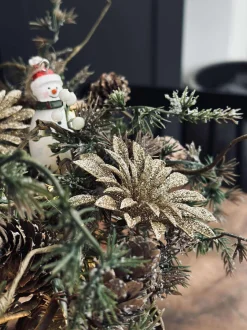 VIAMAJA Duge Og Mundservietter|Jul<Deco blomster med glimmer - 4 stk