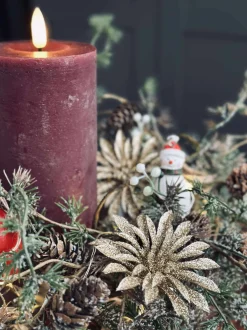 VIAMAJA Duge Og Mundservietter|Jul<Deco blomster med glimmer - 4 stk