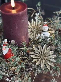 VIAMAJA Duge Og Mundservietter|Jul<Deco blomster med glimmer - 4 stk