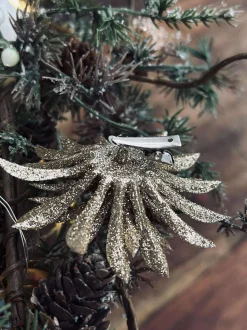 VIAMAJA Duge Og Mundservietter|Jul<Deco blomster med glimmer - 4 stk