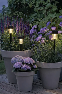 VIAMAJA Udendørs Led|Led Solceller<Fakkel Effekt Black – Sæt med 4 stk