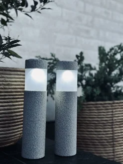 VIAMAJA Udendørs Led|Led Solceller<Fakkel med solceller Stone look – Sæt med 2 stk