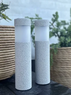 VIAMAJA Udendørs Led|Led Solceller<Fakkel med solceller Stone look – Sæt med 2 stk