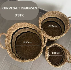 Børn VIAMAJA Kurve / Opbevaring|Opbevaring Til Badeværelse<Fletkurve i søgræs med striber - Sæt 3 stk