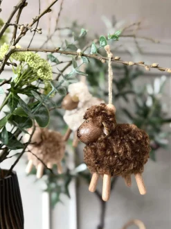 VIAMAJA Pynte Genstande|Påske<Får Fluffy Amber/Brun 8cm