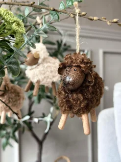 VIAMAJA Pynte Genstande|Påske<Får Fluffy Amber/Brun 8cm