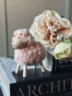 VIAMAJA Pynte Genstande|Påske<Får i træ med pels - Rosa