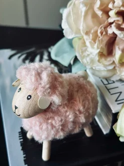 VIAMAJA Pynte Genstande|Påske<Får i træ med pels - Rosa