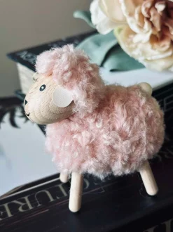 VIAMAJA Pynte Genstande|Påske<Får i træ med pels - Rosa