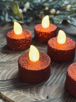 VIAMAJA Lys Og Led|Led Fyrfadslys<Fyrfadslys med led - Rød glitter 6 stk.