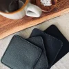 VIAMAJA Alt Til Vin<Glasbrik / Coaster - 4 stk Sort bøffellæder