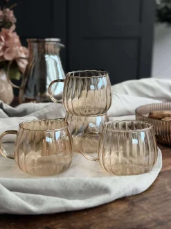 VIAMAJA Krus, Kopper Og Glas<Glaskopper med riller - 4 stk.