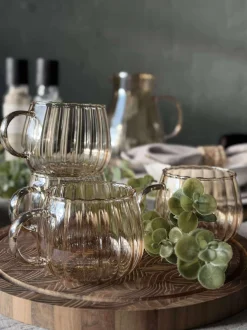 VIAMAJA Krus, Kopper Og Glas<Glaskopper med riller - 4 stk.