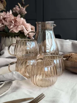 VIAMAJA Krus, Kopper Og Glas<Glaskopper med riller - 4 stk.