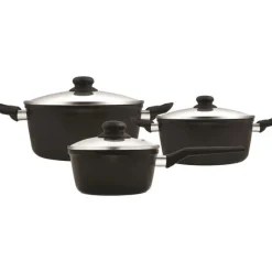 VIAMAJA Gryder Og Pander<Grydesæt - 3 stk med glaslåg - Aluminium/keramisk belægning