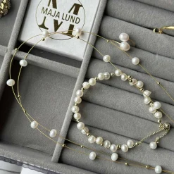 VIAMAJA Halskæder|Vandfaste Smykker<Halskæde ELENA - dobbeltkæde med ægte ferskvandsperler
