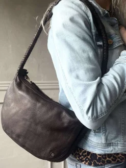 VIAMAJA Læder Tasker|Håndtasker<Håndtaske med smuk fletrem - Brown