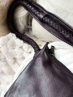 VIAMAJA Læder Tasker|Håndtasker<Håndtaske med smuk fletrem - Brown