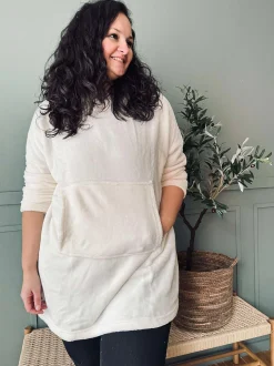VIAMAJA Homewear<Hoodie Fleece White - Oversize