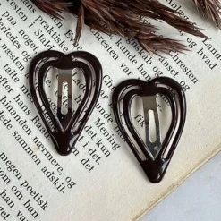 VIAMAJA Hår Accessories<Hårspænder Brown Heart - 2 stk.