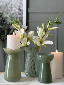 VIAMAJA Vaser|Interiør<Hyacintvase m. Blomsterkant - Grøn