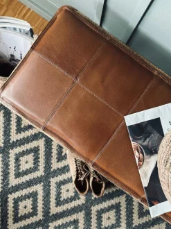 VIAMAJA Puder I Skind|Tæpper Og Puder<Hynde i læder 90 cm - Cognac bøffellæder