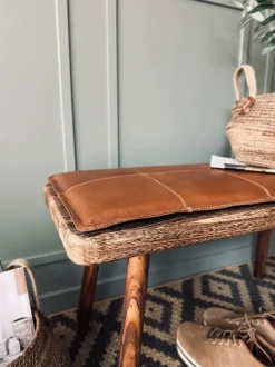 VIAMAJA Puder I Skind|Tæpper Og Puder<Hynde i læder 90 cm - Cognac bøffellæder