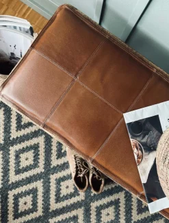 VIAMAJA Puder I Skind|Tæpper Og Puder<Hynde i læder 120cm - Cognac bøffellæder
