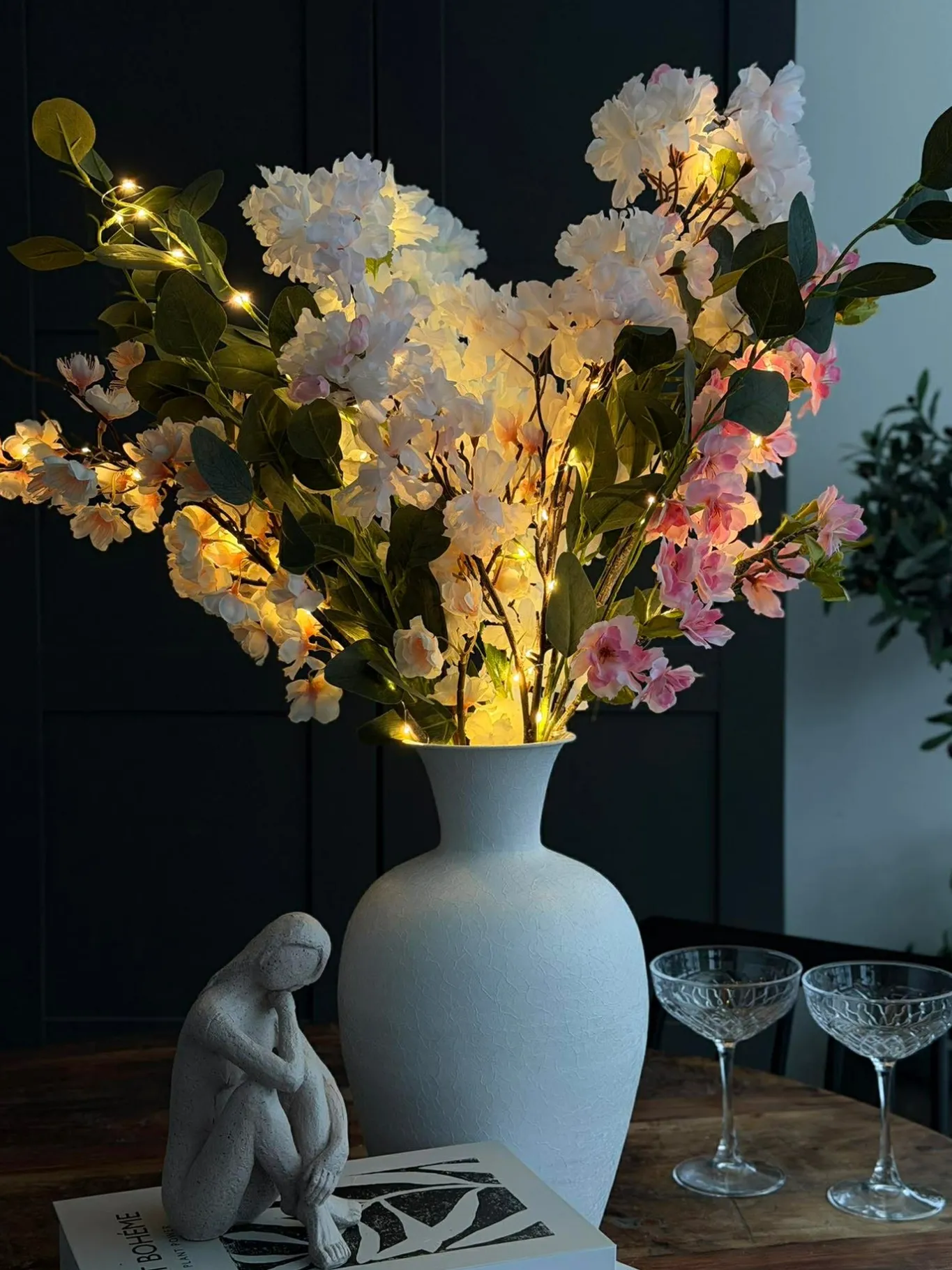 VIAMAJA Blomster<Japansk Kirsebærgren med lys - Rosa