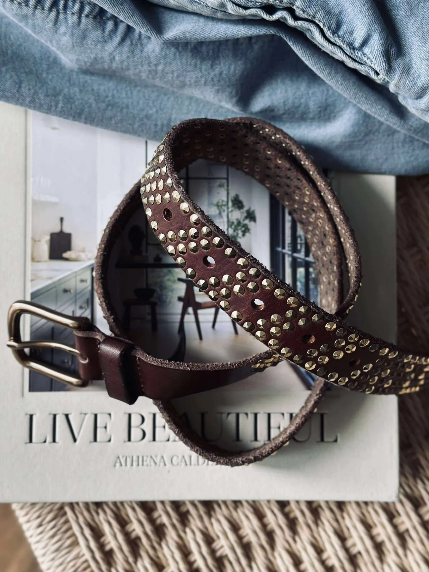 VIAMAJA Bælter<Jeans bælte med nitter - Brown/ gold