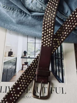 VIAMAJA Bælter<Jeans bælte med nitter - Brown/ gold