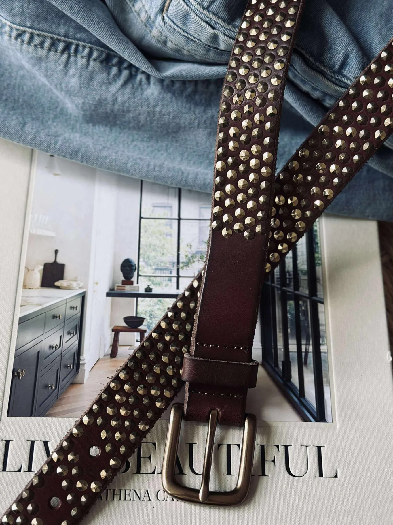 VIAMAJA Bælter<Jeans bælte med nitter - Brown/ gold
