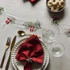 VIAMAJA Duge Og Mundservietter|Jul<Juledug 140 x 240 - Dansk jul med flag og julehjerter
