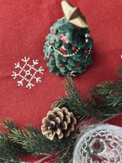 VIAMAJA Duge Og Mundservietter|Jul<Juledug Rød JUL med broderi - Flere størrelser