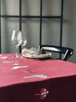 VIAMAJA Duge Og Mundservietter|Jul<Juledug 140x240 - Broderi med ænder