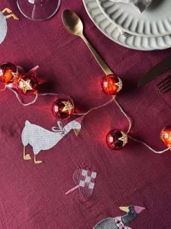 VIAMAJA Duge Og Mundservietter|Jul<Juledug 140x240 - Broderi med ænder