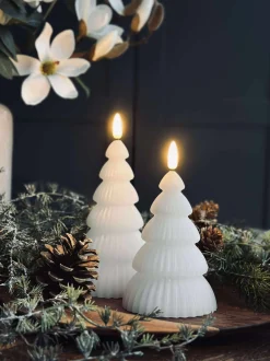VIAMAJA Lys Og Led|Led Bloklys<Juletræ med led lys - Sæt med 2 stk. Hvid