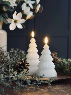 VIAMAJA Lys Og Led|Led Bloklys<Juletræ med led lys - Sæt med 2 stk. Hvid