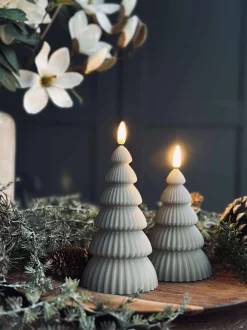 VIAMAJA Lys Og Led|Led Bloklys<Juletræ med led lys - Sæt med 2 stk. Sand
