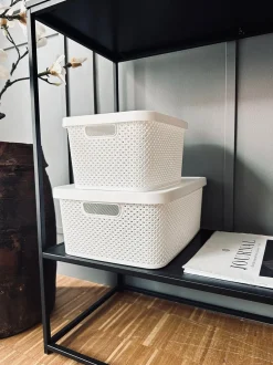 Børn VIAMAJA Opbevaring Til Badeværelse|Garderobe Opbevaring<Kasse med låg - Medium VILA WHITE