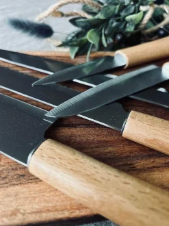 VIAMAJA Bestik Og Køkkenredskaber<Knivsæt - 5 stk med skaft i bøg