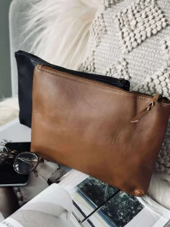 VIAMAJA Toilettasker<Kosmetikpung / Clutch - Cognac leather
