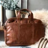 VIAMAJA Computertasker|Tasker Til Mænd<Laptop Taske MELLO - Cognac skind