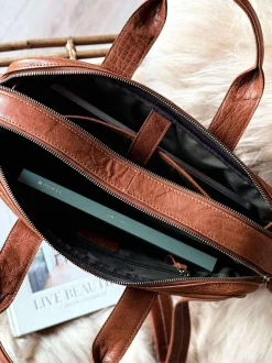 VIAMAJA Computertasker|Tasker Til Mænd<Laptop Taske MELLO - Cognac skind